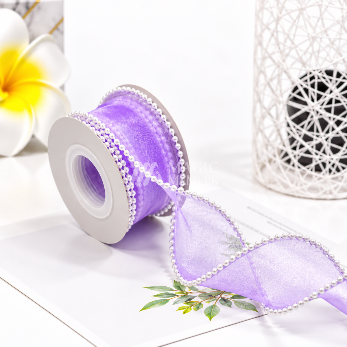 Pearl Ribbon 1.5" 5 Meters - Lavender Purple