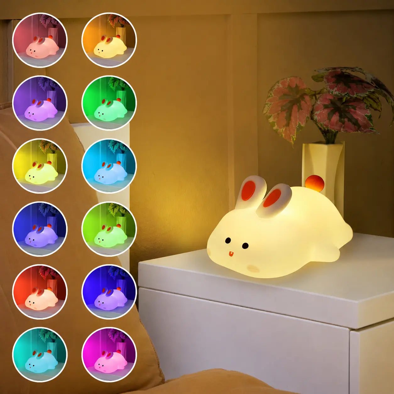 Silicon Sleeping Rabbit Lamp - Multicolour Rechargeable