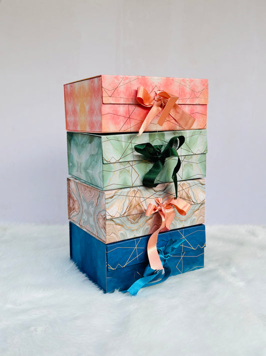 Ribbon Gift Box – 10" Marble Print