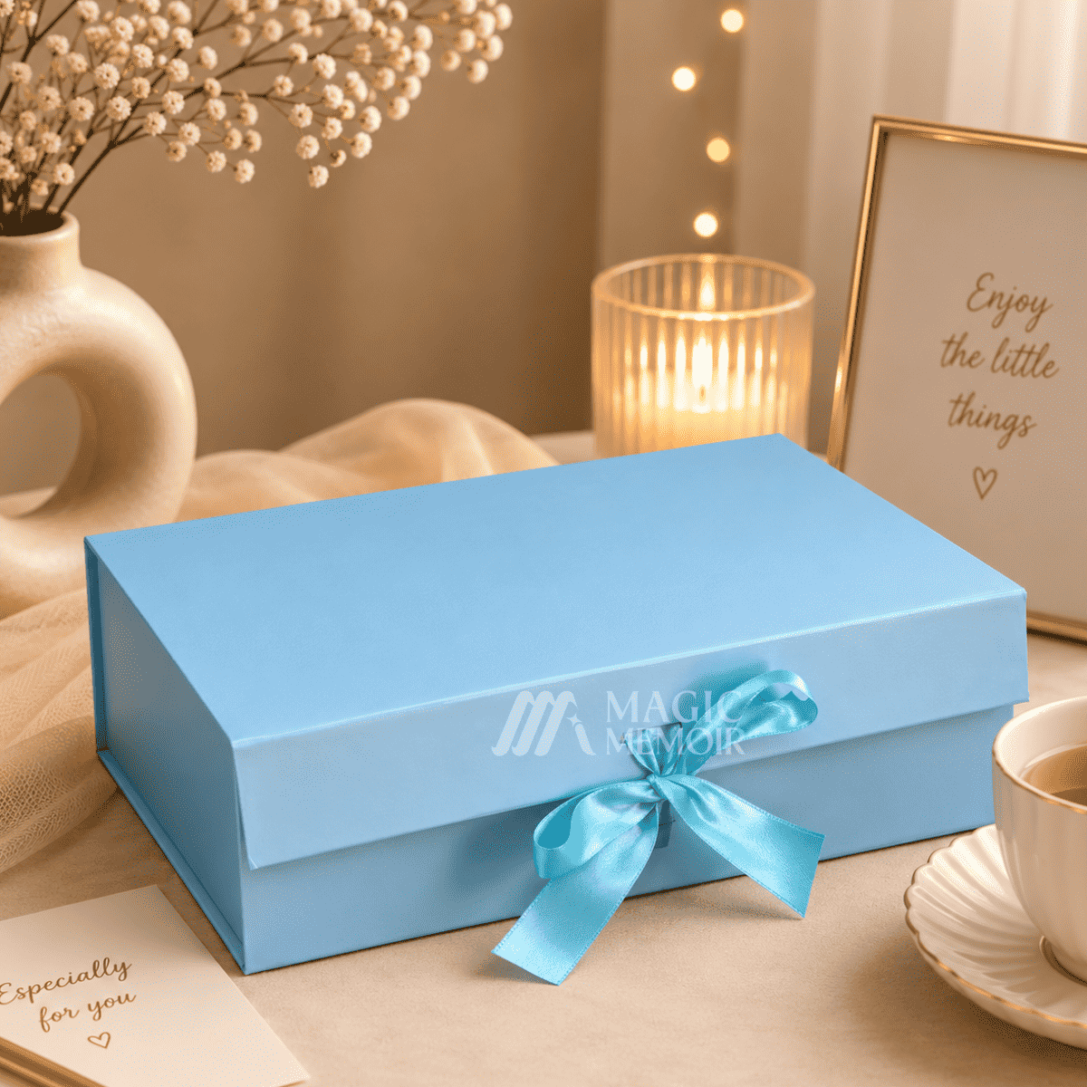 Ribbon Box 14x10x4" ( A4 Size ) - Sky Blue