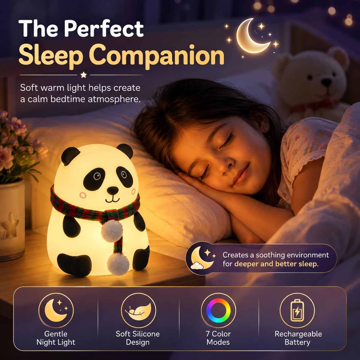 Silicon Panda Lamp - Multicolour Rechargeable