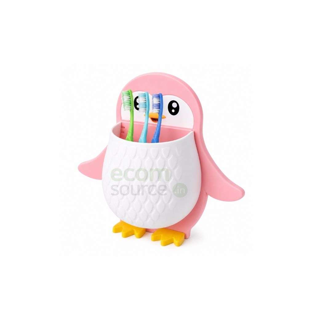 Penguin Shape Wall-Mounted Storage Organizer – Cute Plastic Bathroom & Home Storage Holder