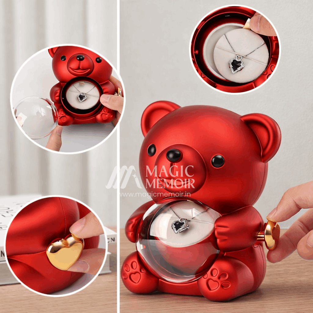 Teddy Jewel Ring Box With Necklace - Premium Quality (Limited Pieces)
