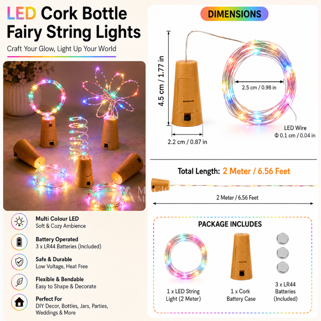 Fairy Cork Lights - Multi Colour