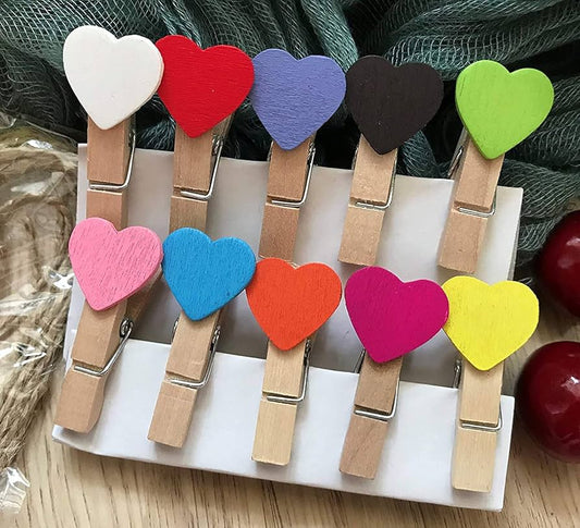 Heart Shape Wooden Clips