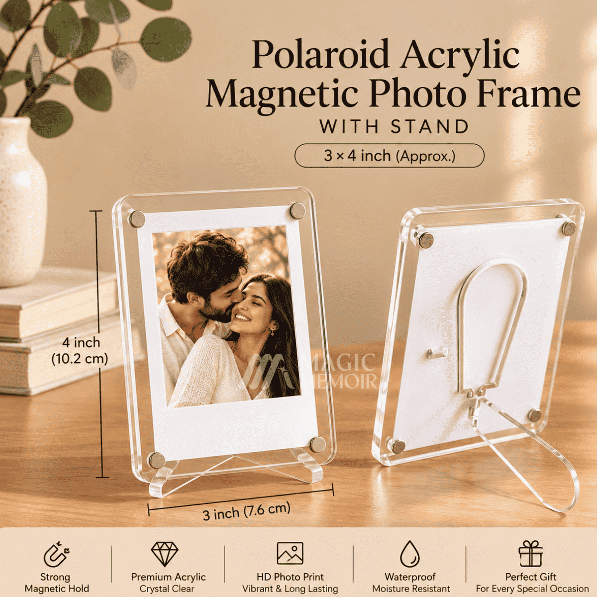 Acrylic Poloroid Fridge Magnets (3.5x2.5") - With Stand