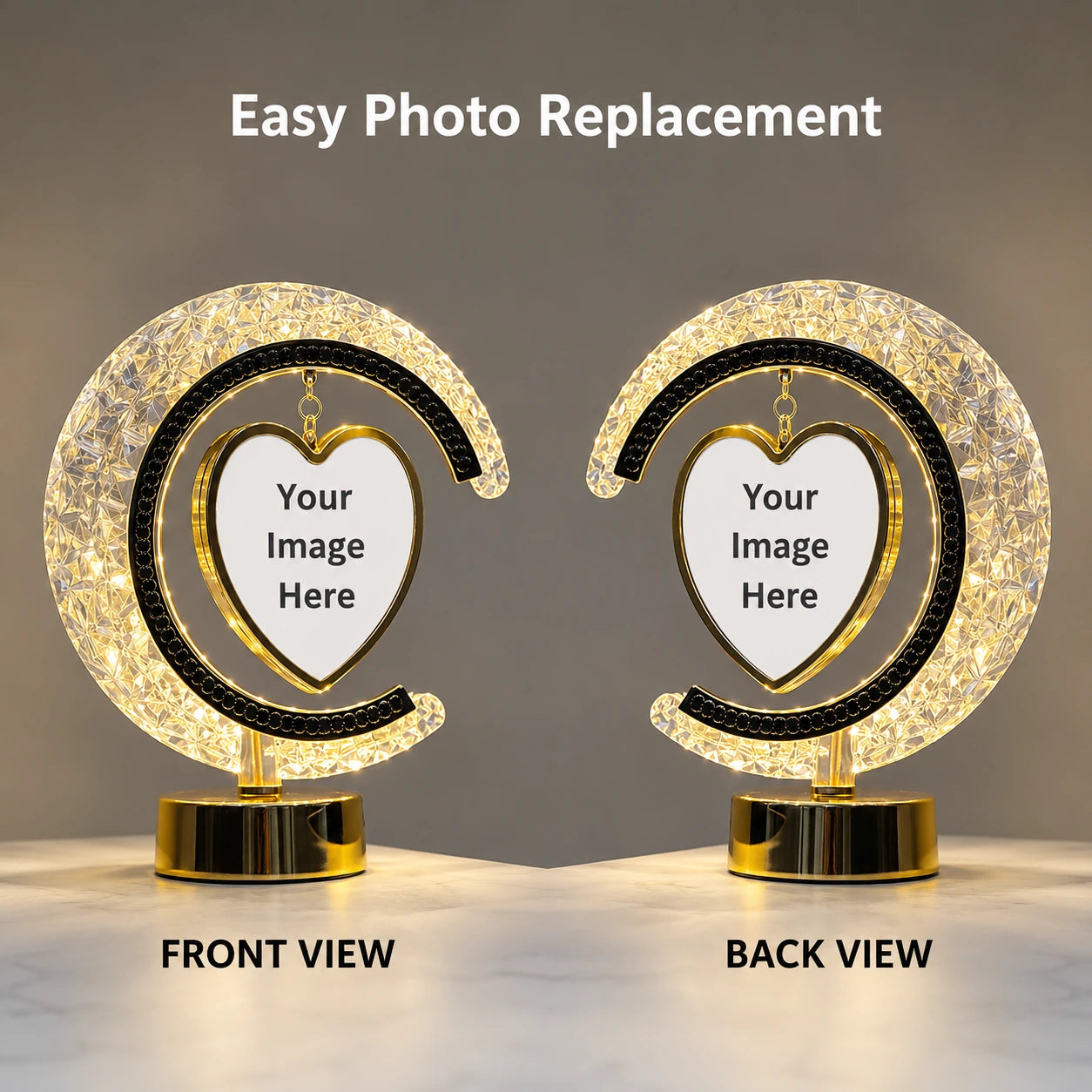 LED Crystal Moon Night Lamp - Heart Shape