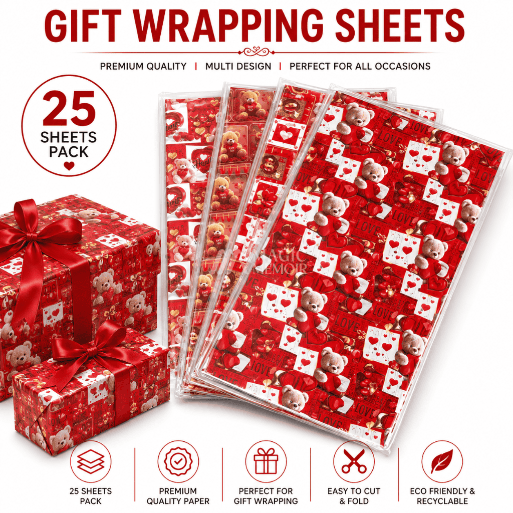 Wrapping Paper Assorted Designs -  Love Patterns (25 Pieces)