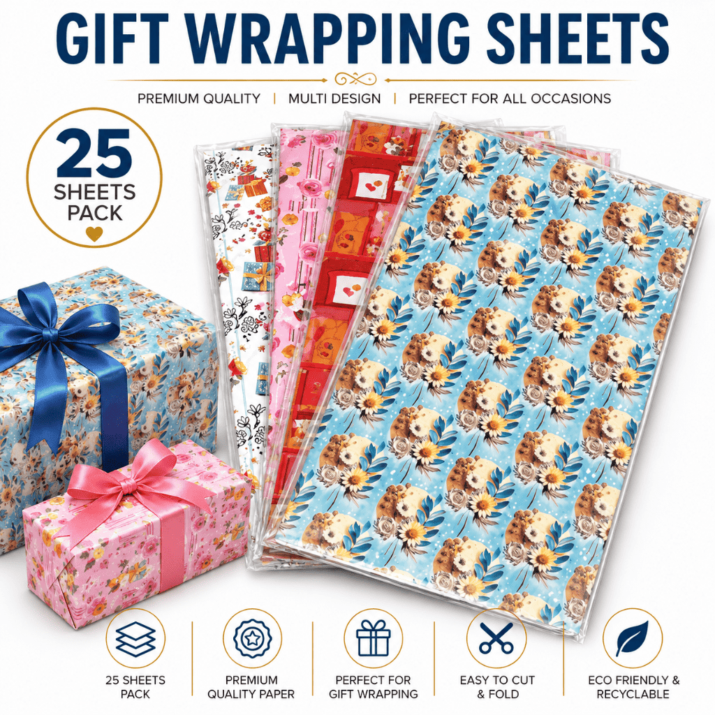 Wrapping Paper Assorted Designs - Floral Patterns (25Pcs)