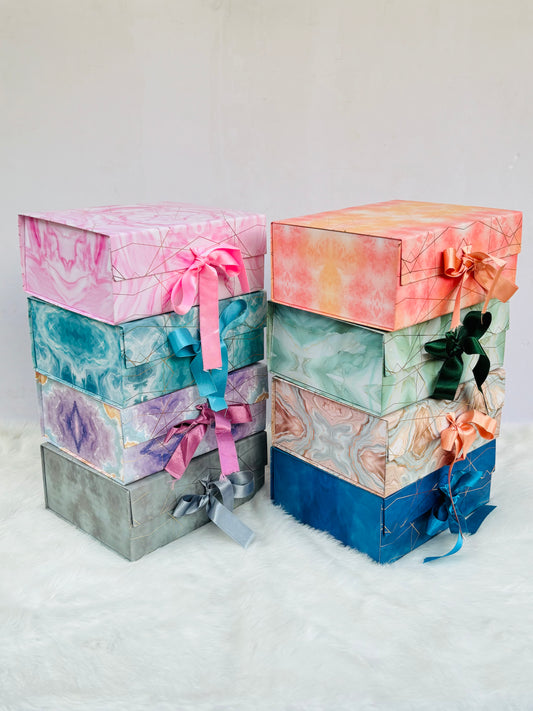 Ribbon Gift Box – 10" Marble Print