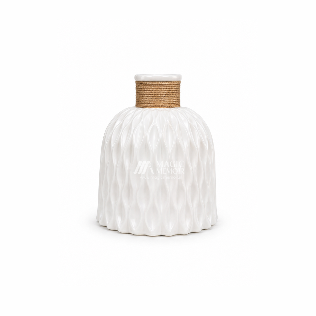 Elegant Textured Ceramic Vase – White