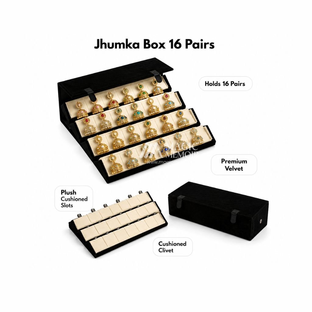 Jhumka Box Black - 16 Pairs - Magic Memoir
