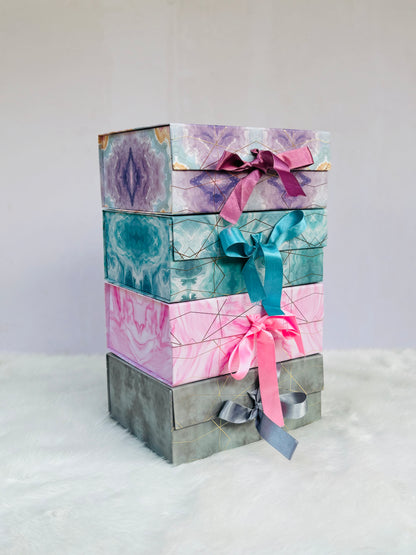 Ribbon Gift Box – 10" Marble Print
