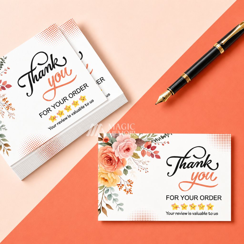 Floral Thank You Card – 3 × 2 Inch (1 Pc)