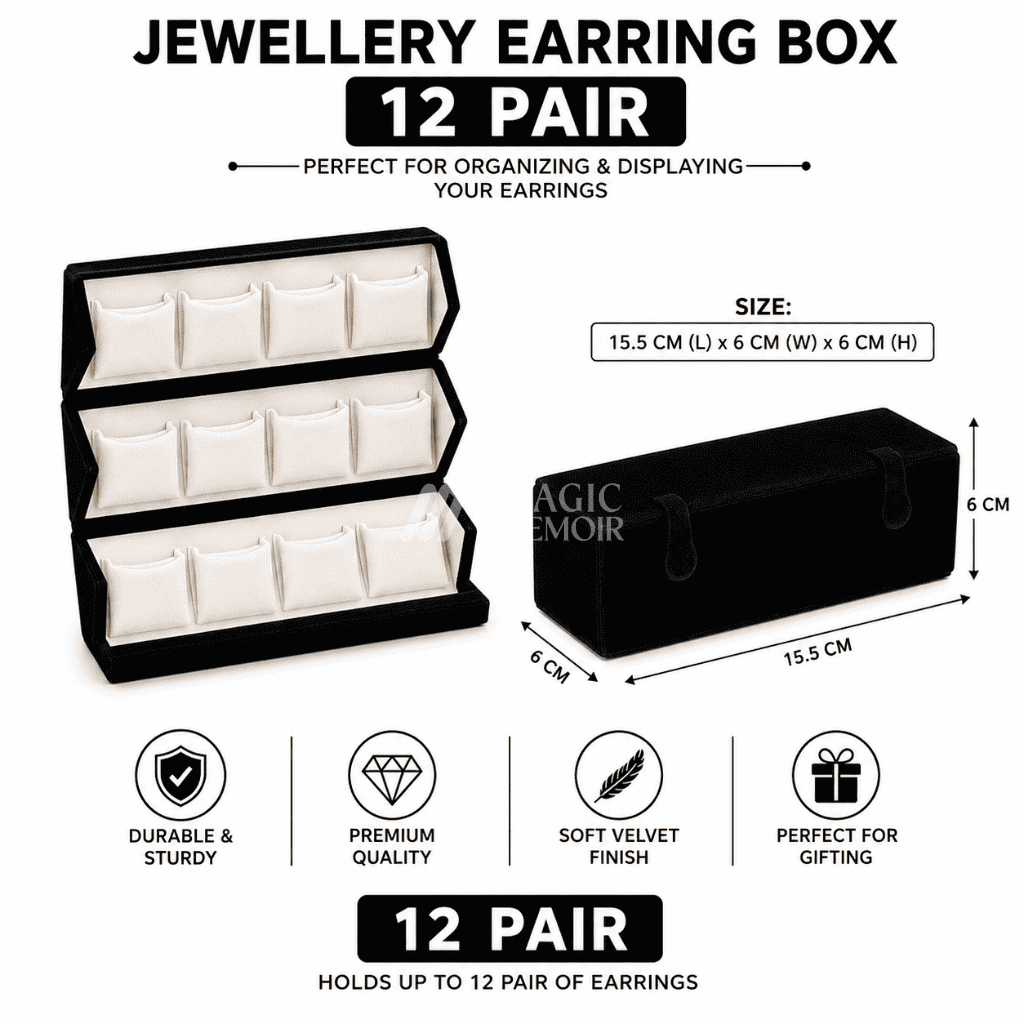 Jhumka Box Black - 12 Pairs