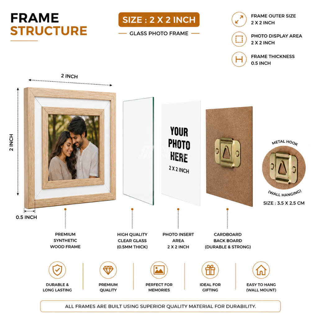 Photo Frame 2x2" - Glass