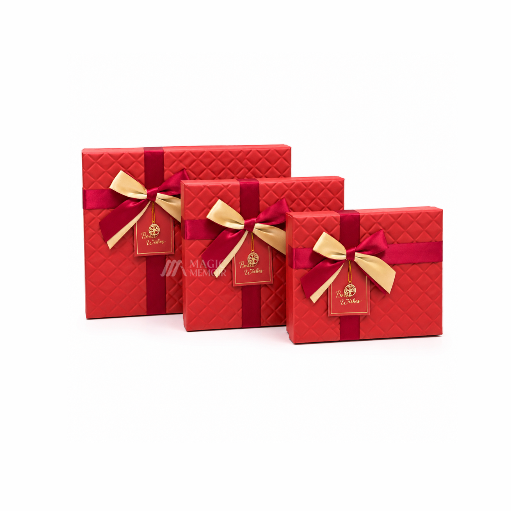 Rectangle Big Hamper Box (3 SET) - Red
