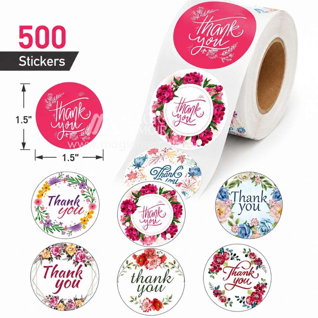 Packaging Sticker Rolls " Thank You " 1 Inches