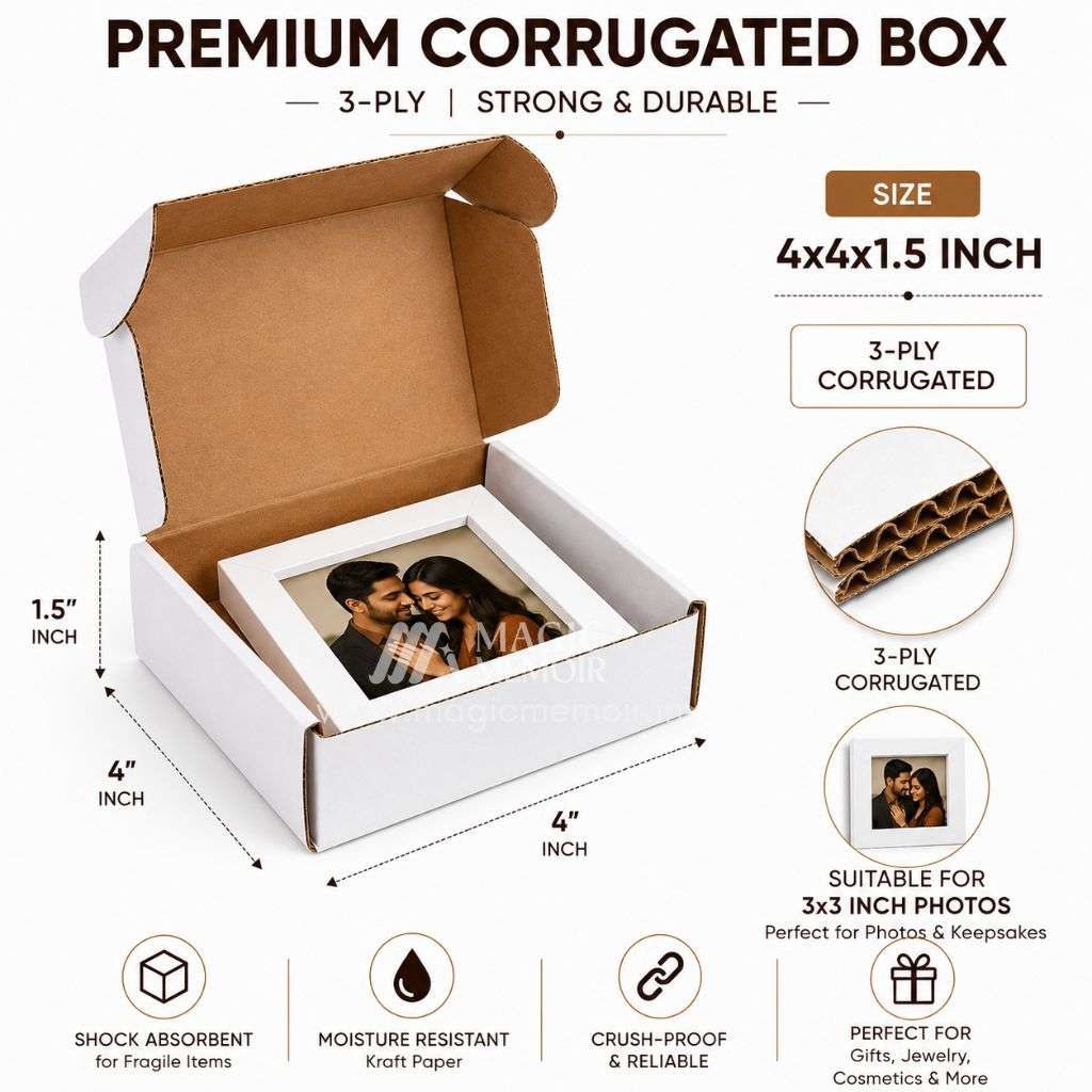 Corrugated Box White - 4x4x1.5"