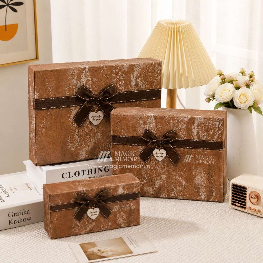 A4 Gift Box 3Set - Brown Marble
