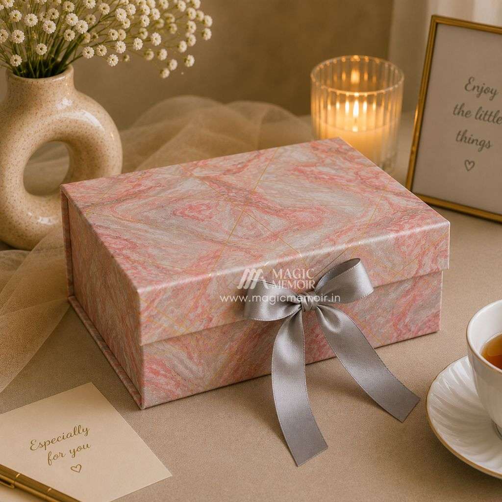 Ribbon Box Print 10x8x4" - Brown Ash